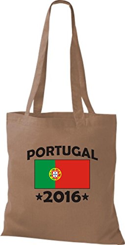 ShirtInStyle Stoffbeutel Baumwolltasche Portugal 2016 Ländertasche, Farbe Hellbraun
