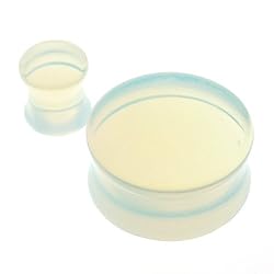 Solid Argenon (Opalite) Semi Precious Stone Saddle Plug - 0G (8mm) - Sold as a Pair