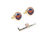 New York Mets Cufflinks and Tie Bar Gift Set