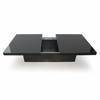 Table basse noire 2 plateaux coulissants TRIANGE