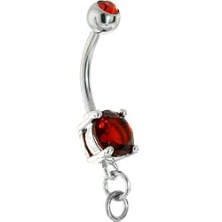 Ruby Red Cubic Zirconia Add on Charm Belly Ring