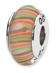 Sterling Silver Multi-color Hand-blown Glass Charm for 3mm Bracelets