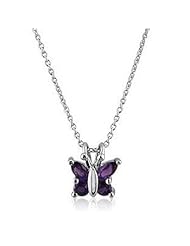 Sterling Silver Amethyst Butterfly Pendant .60ct tw 18" Necklace