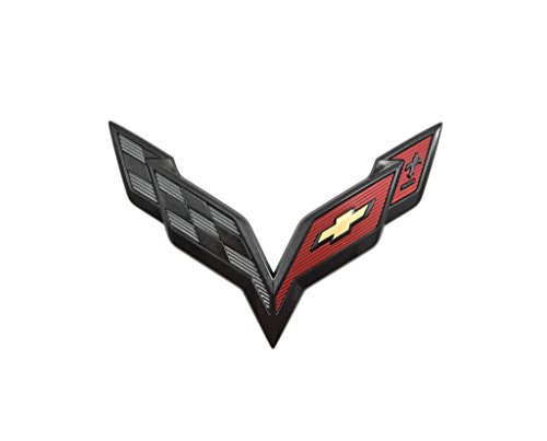 2014+ C7 Corvette Stingray OEM GM Rear Trunk Carbon Flash Crossed Flags Emblem