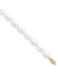 14k Yellow Gold 7in 7.5mm White Potato Shape Freshwater Cultured Pearl Necklace