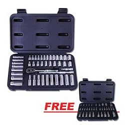 Advanced Tool Design Model ATD-1200 44 Piece 1/4" Drive Chrome Socket Set, SAE and Metric In Blow Molded Case
