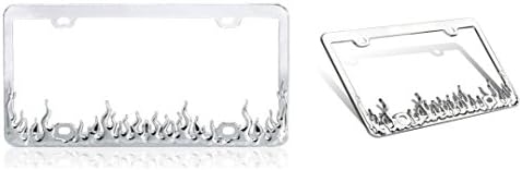 Chrome Metal Car License Plate Frame - Flame