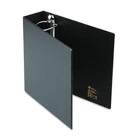 Heavy-Duty Vinyl EZD Ring Reference Binder, Label Holder, 3 Capacity, Black