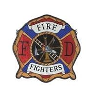 Meyda Tiffany - 18999: Victorian Tiffany Americana Contemporary - 20"W X 20"H Fireman's Badge Window