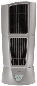 Lasko Wind Tower Fan Electronic Controls, Mini Desktop, Pivoting Top 6 In. Oscillating 3 Speed Gray