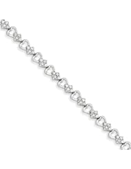 Sterling Silver Diamond Heart Bracelet