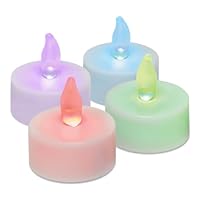 Inglow CG14038WH4 Flameless Tea Light Candle with Color Changing LED, White, 4-Pack
