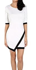 Above the Knee Cotton Elbow Length Sleeves Asymmetric Bandage Dress/Bodycon Dress/Party Dress/Mini Dress 