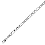 14K Solid White Gold Figaro Chain Bracelet 4.9mm (3/16 in.) – 7.5 in.