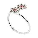 Kooqi Sterling Silver and Pink Crystal Flower Toe Ring. Beautifully presented in a Kooqi gift box and red organza bag.