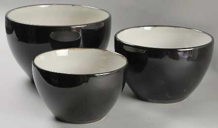 Sango Nova-Black (Intro 2004) 3-Piece Mixing Bowl Set, Fine China Dinnerware