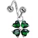 Emerald Green Gem Heart Shamrock Spiral Twister Belly Ring