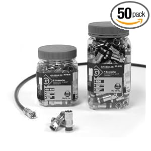 Greenlee XFC-6Q-50 Weatherproof Compression F-Style Connectors, RG6 Quad, 50-Pack by 