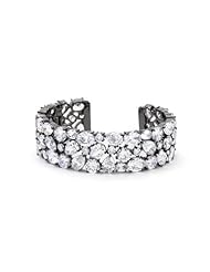 Bejeweled CZ Cuff Black Tone Bracelet