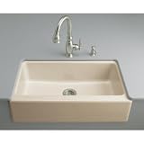 KOHLER K-6546-4U-47 Dickinson Apron-Front, Undercounter Kitchen Sink, Almond