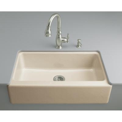 KOHLER K-6546-4U-47 Dickinson Apron-Front, Undercounter Kitchen Sink, Almond