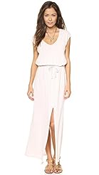 Short Sleeves Cotton/Velvet Maxi Dress 