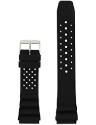 Watch Band Silicone Rubber Black Waterproof Stainless Buckle 22 millimeters