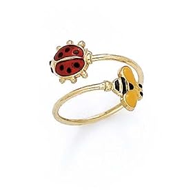 14k Bee and Ladybug Enamel Toe Ring by JewelryWeb