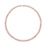 5.5-6mm 24″ Pink Freshwater Pearl Necklace “A” 14K Yellow Gold
