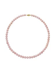 6.5-7mm 18 Inch Pink Freshwater Pearl Necklace "A" with 14K Yellow Gold in Gift Box