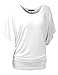Mirity Womens Short Sleeve Boat Neck Cute Solid Shirring Dolman Drape Tops