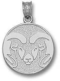 Colorado State Rams Solid Sterling Silver Graphic Ram 5/8'' Pendant