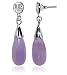 Sterling Silver Purple Jade 1" Long Dangle Earrings