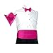 HDE Pink Cummerbund, Bow Tie, Pocket Square for Men Satin Tuxedo Set