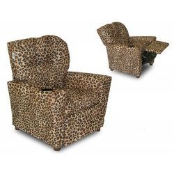 Cup Holder All Cheetah Print Micro Suede Kids' Recliner
