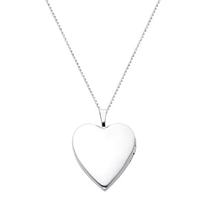 14K White Gold Heart Locket Pendant (0.8