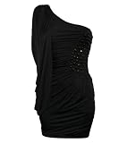 Beads Details One Shoulder Dress