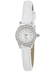 Invicta Womens 13652 Angel White Dial Crystal Accented White Leather Watch