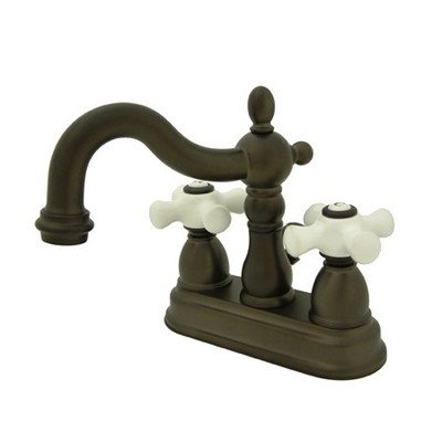 Centerset Bathroom Faucet With Double Porcelain Cross Handles
