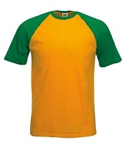 Fruit of the Loom Short Sleeve Baseball T Shirt in 6 colour combos