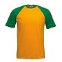 Fruit of the Loom Short Sleeve Baseball T Shirt in 6 colour combos