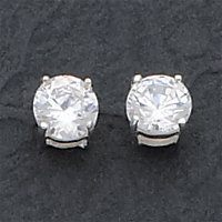 Sterling Silver 6mm CZ (Cubic Zirconia) Stud Earrings