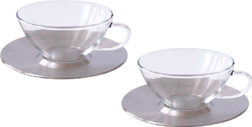 Bohemia Cristal 093/006/026 Teetassen mit Metalluntertasse Sinfonie 0,2 Liter 2-er Set