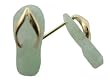 Light Green Jade Flip-Flop Simple-Strap Sandal Earrings, 14k Gold