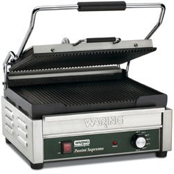 Waring WPG250 14 1/2" x 11" Panini Supremo Grooved Top & Bottom Panini Sandwich Grill