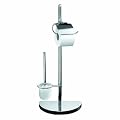 Axxentia Bad 282252 WC-Garnitur Lianos, verchromt, mit schwerer, halbrunder Bodenplatte, WC-Papierrollenhalter und Metallstiel, 76 cm hoch