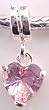Silver Plated Charm Dangle Fits Pandora Glass Pink Heart Pendant (1)