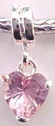 Silver Plated Charm Pendant Fits Pandora Glass Pink Heart (3)