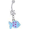 Blue Pink Polka Dot Fish Belly Ring