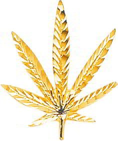 10K Yellow Gold Marijuana Leaf Charm Diamond Cut